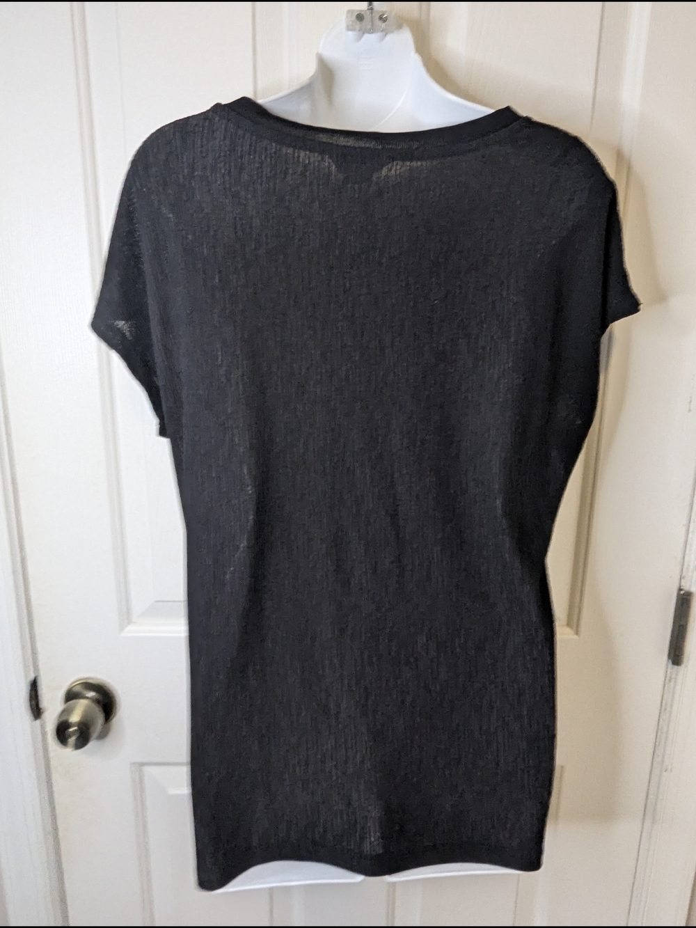 F&F Black Knit V-Neck Top T-Shirt Short Sleeve Loose Fit Women's Size 10 - Picture 4 of 7